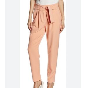Pedro del Hierro coral orange tie waist cropped spring dress pants size 10
